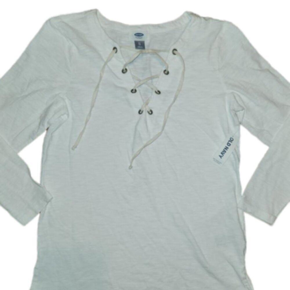 Old Navy Women's Size Small Long Sleeve Relaxed Lace Up Shirt Top XS NWT